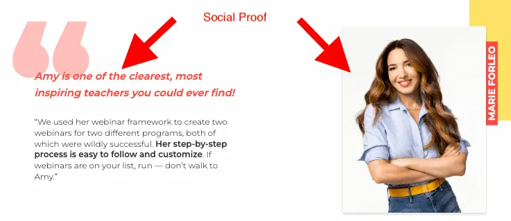 a high-converting landing page needs to have this item which is social proof